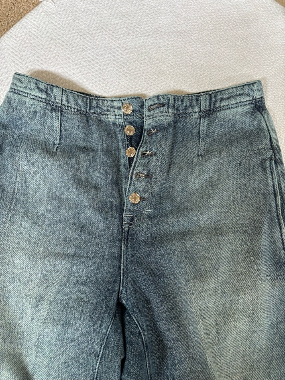 We The Free High-Rise Button-Front Jeans in Faded Blue